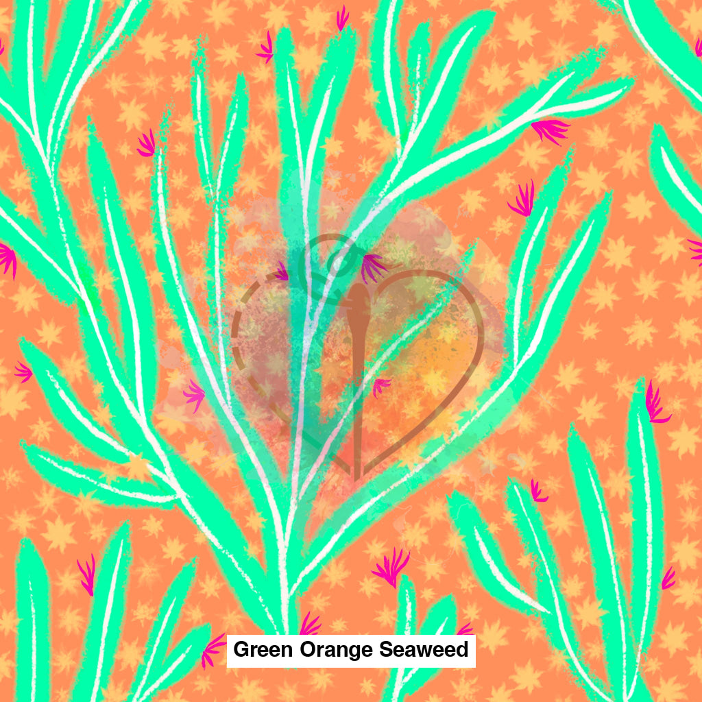 Green Orange Seaweed Fabric Fabrics