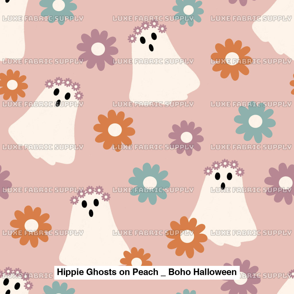 Hippie Ghosts On Peach _ Boho Halloween Fvs Catalog