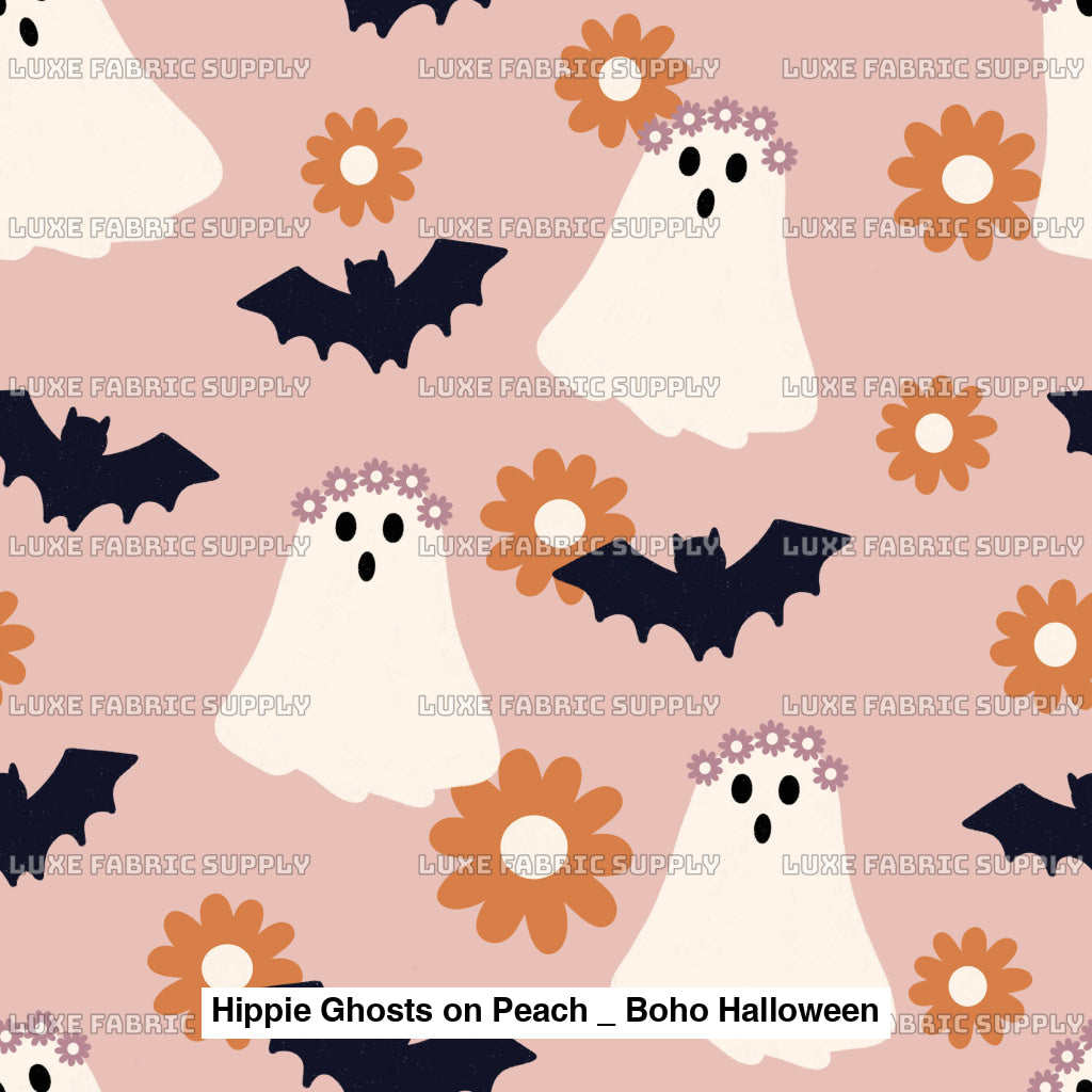 Hippie Ghosts On Peach _ Boho Halloween Fvs Catalog