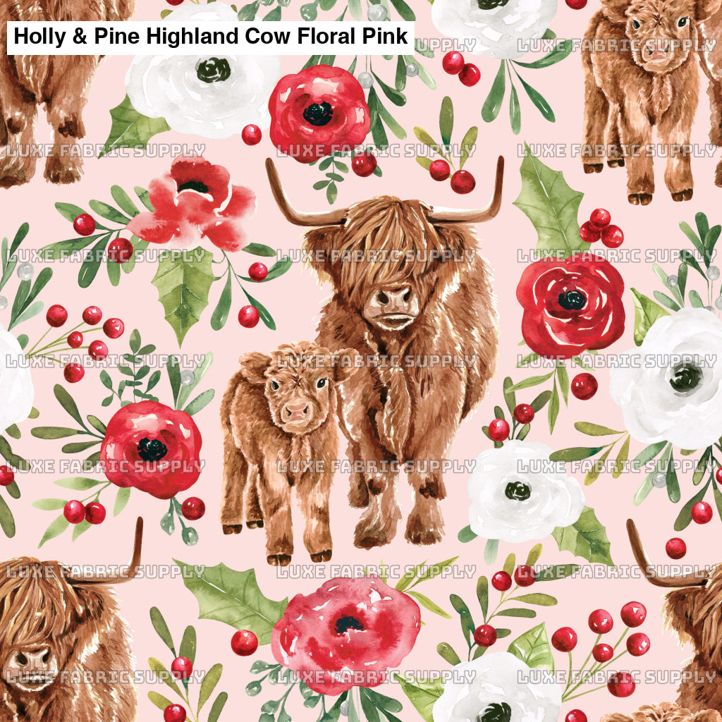 Holly & Pine Highland Cow Floral Pink Lfs Catalog