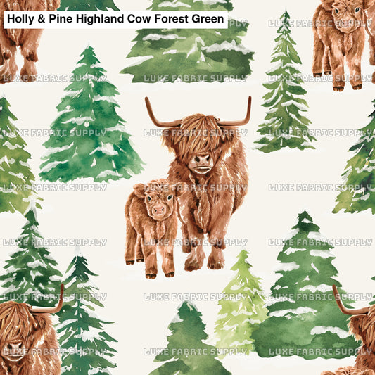 Holly & Pine Highland Cow Forest Green Lfs Catalog