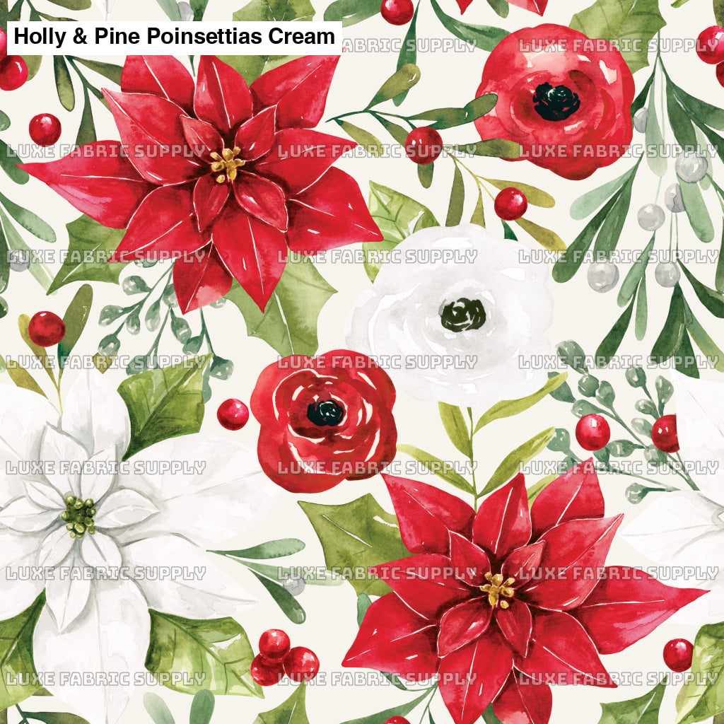 Holly & Pine Poinsettias Cream Lfs Catalog