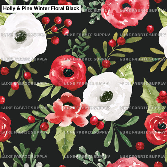 Holly & Pine Winter Floral Black Lfs Catalog