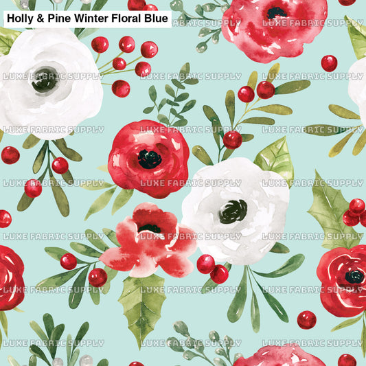 Holly & Pine Winter Floral Blue Lfs Catalog