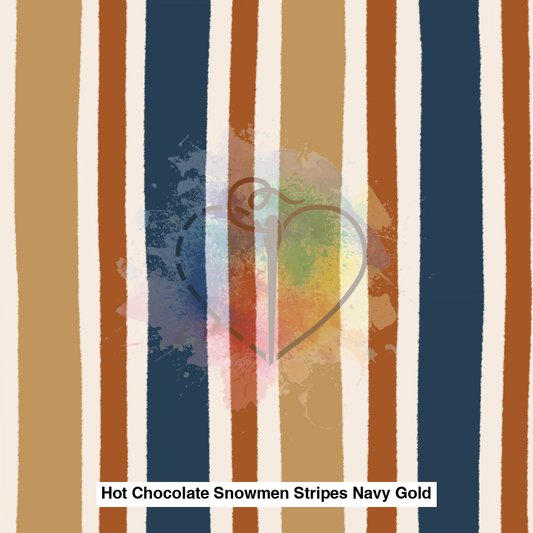 Hot Chocolate Snowmen Stripes Navy Gold Lfs Catalog