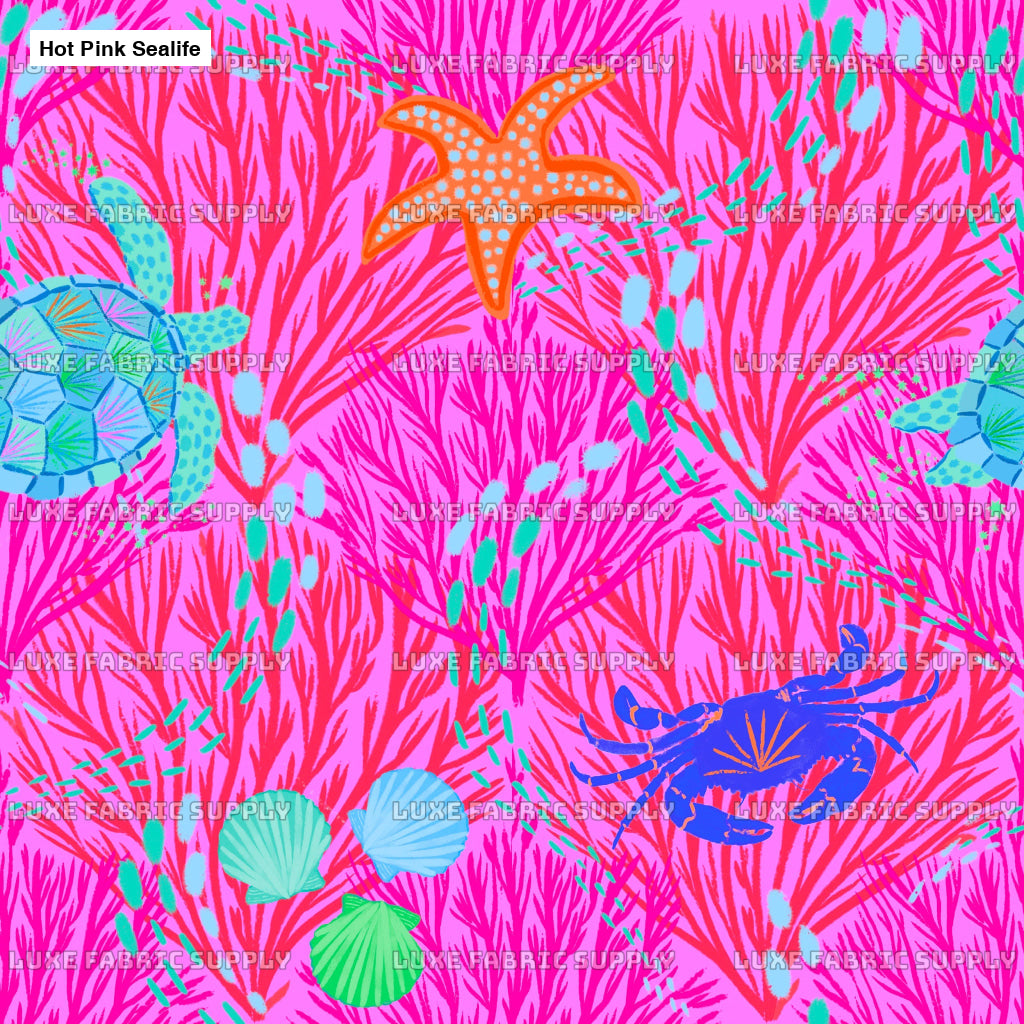 Hot Pink Sealife Fabric Fabrics