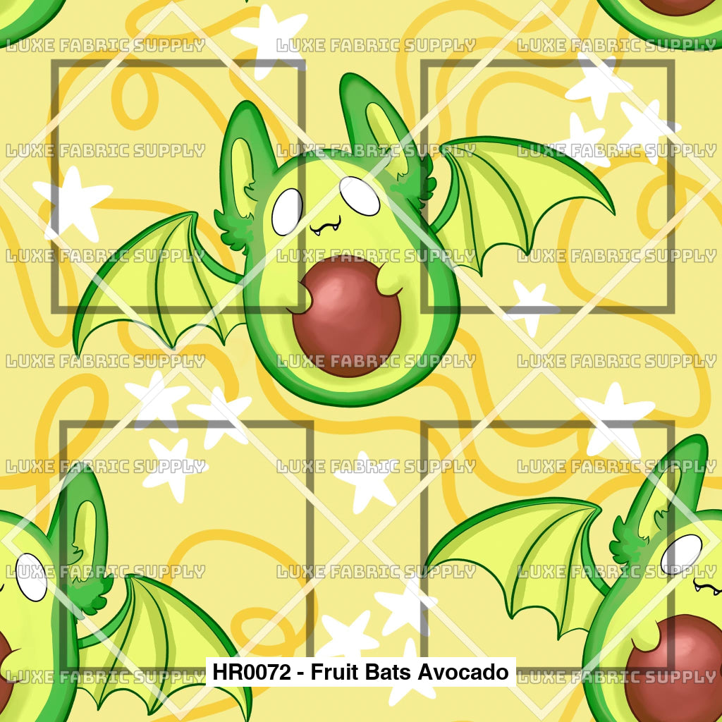 Hr0072 - Fruit Bats Avocado Fabric