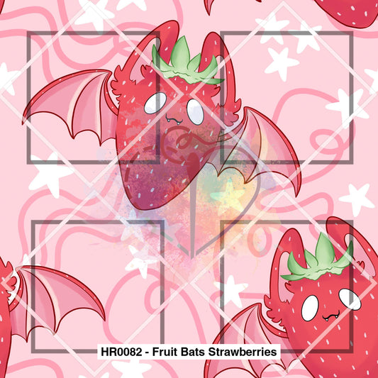 Hr0082 - Fruit Bats Strawberries Fabric