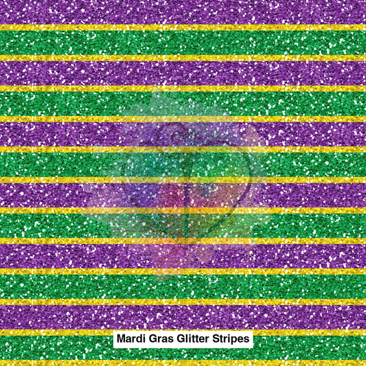 Mardi Gras Glitter Stripes Fabric Fabrics