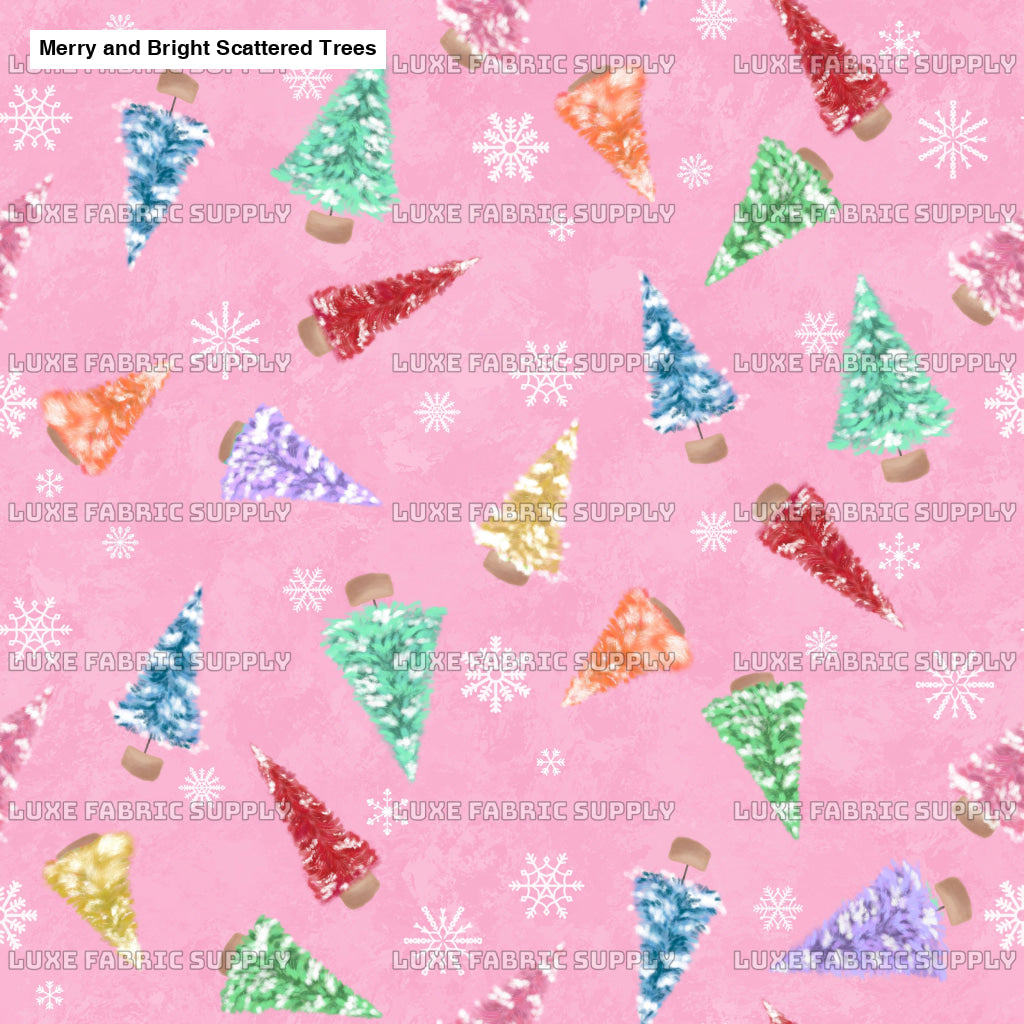 Merry And Bright Scattered Trees Pink Lfs Catalog