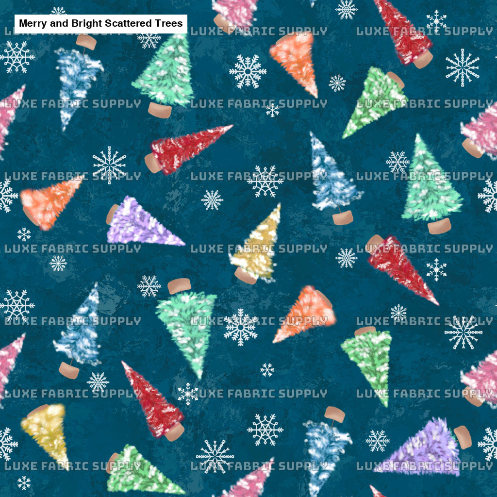 Merry And Bright Scattered Trees Teal Lfs Catalog