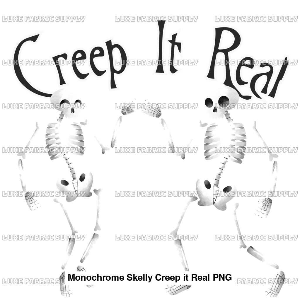 Monochrome Skelly Creep It Real Png Panel