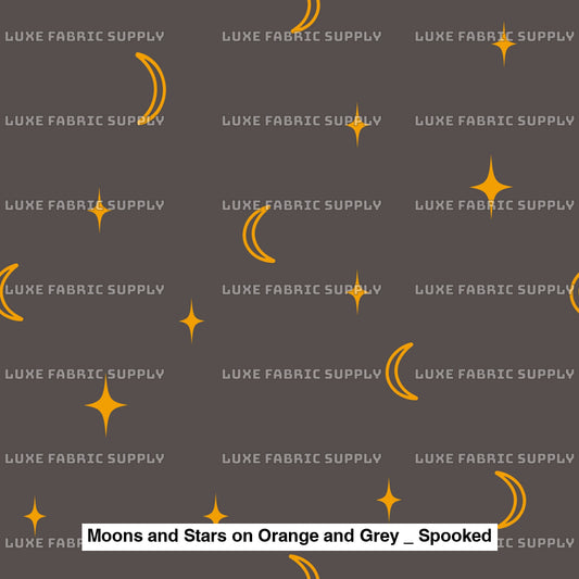 Moons And Stars On Orange Grey _ Spooked Fvs Catalog