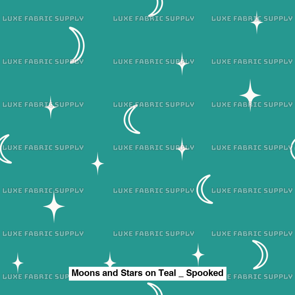 Moons And Stars On Teal _ Spooked Fvs Catalog