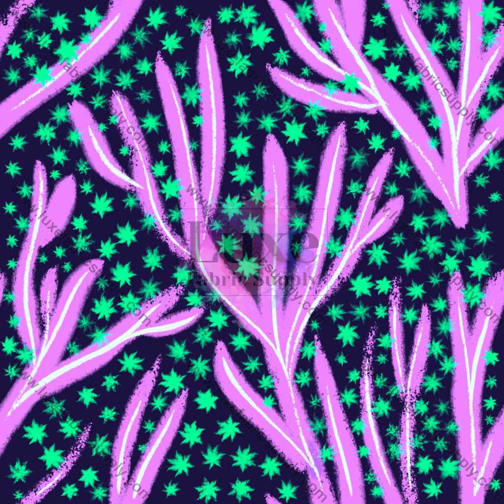 Navy Purple Seaweed Fabric Fabrics