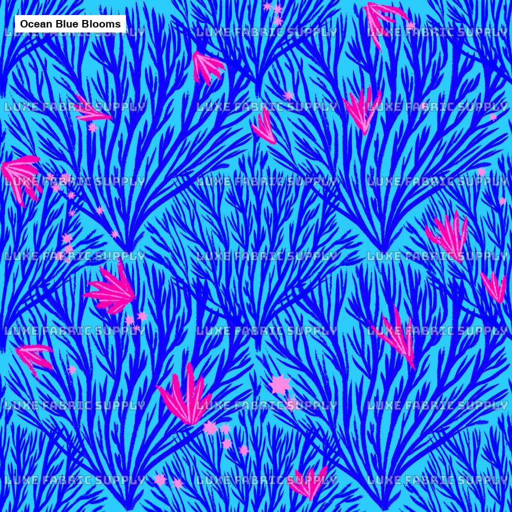 Ocean Blue Blooms Fabric Fabrics