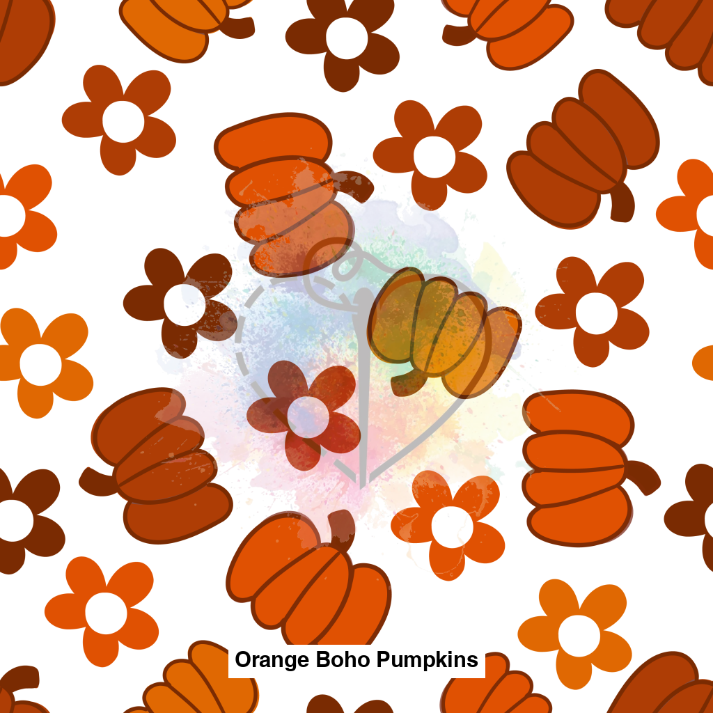 Orange Boho Pumpkins Fabric Fabrics