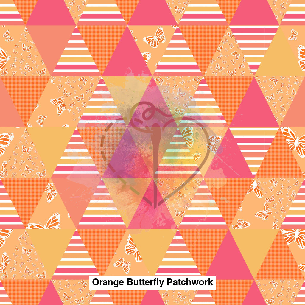 Orange Butterfly Patchwork Fabric Fabrics