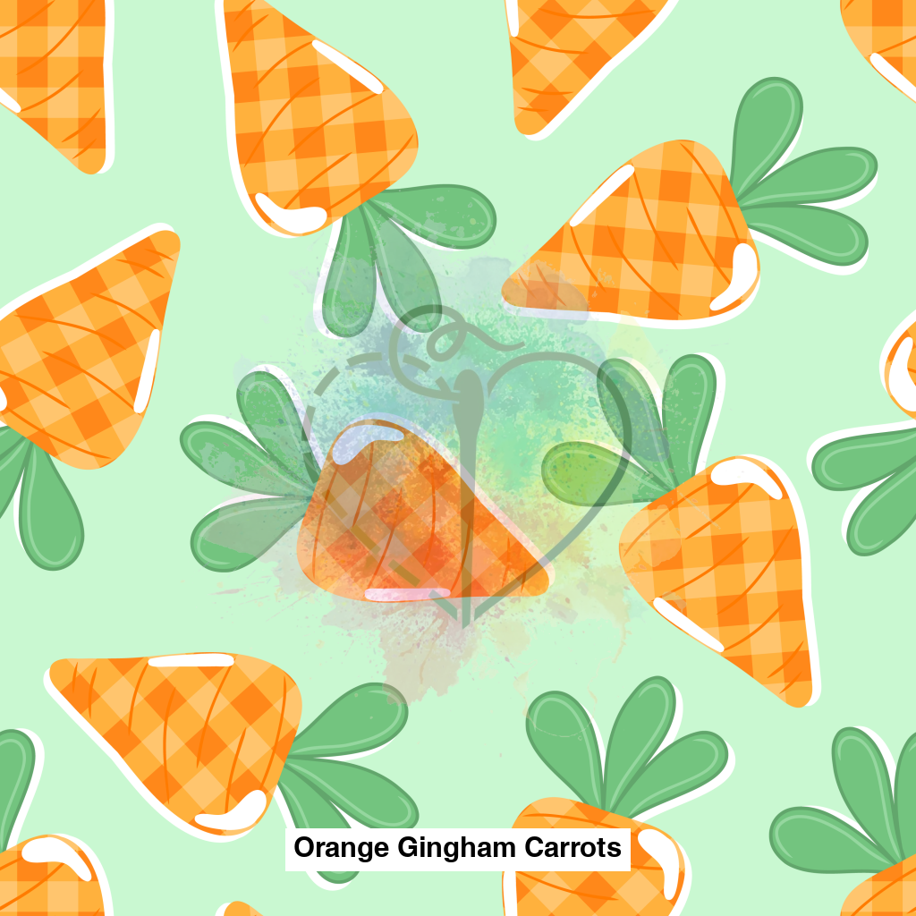 Orange Gingham Carrots Fabric Fabrics