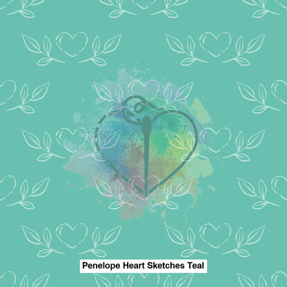 Penelope Heart Sketches Teal Lfs Catalog