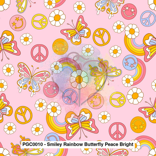 Pgc0010 - Smiley Rainbow Butterfly Peace Bright