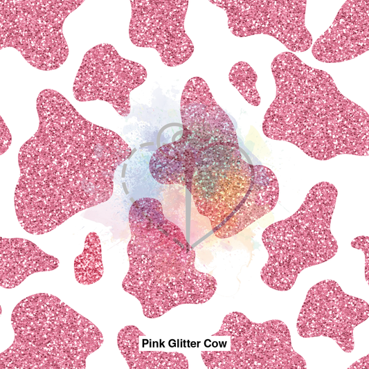 Pink Glitter Cow Fabric Fabrics