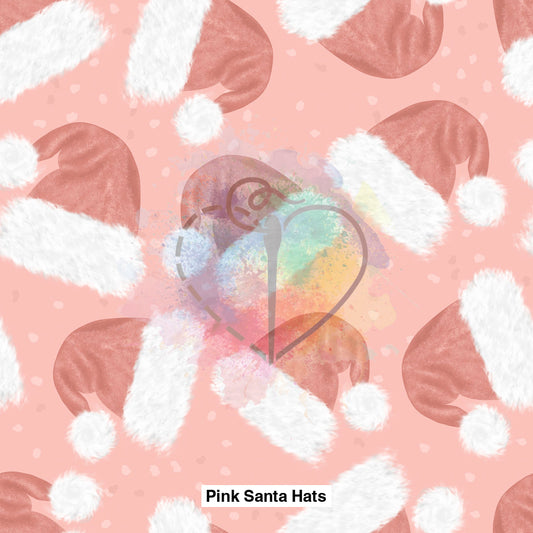 Pink Santa Hats Fabric Fabrics