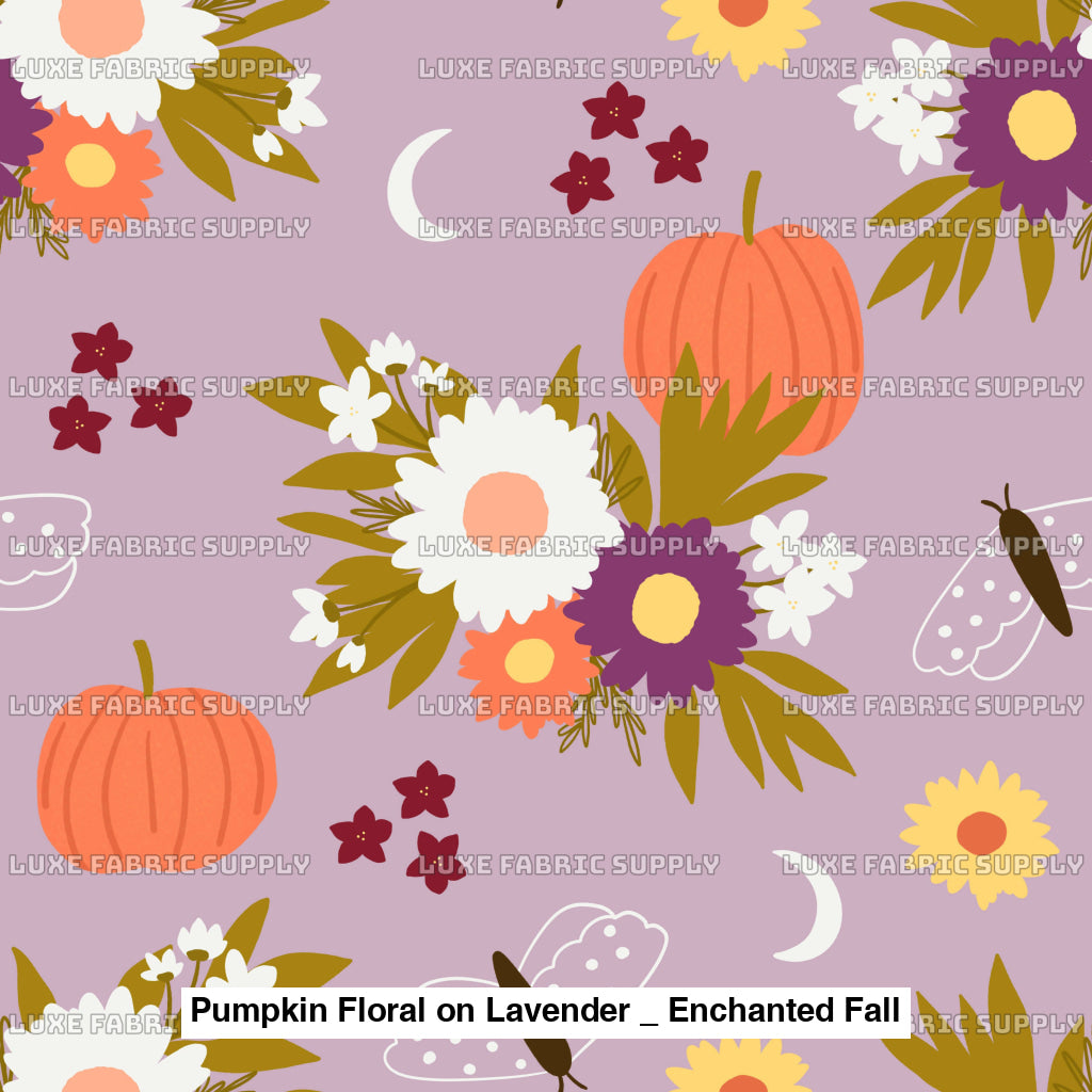 Pumpkin Floral On Lavender _ Enchanted Fall Fvs Catalog