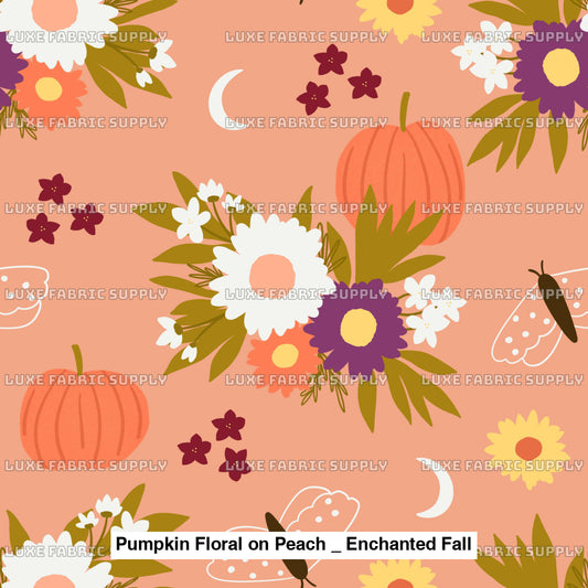 Pumpkin Floral On Peach _ Enchanted Fall Fvs Catalog