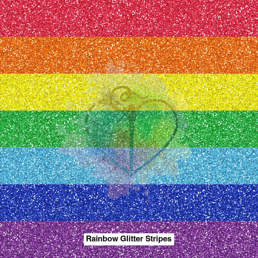 Rainbow Glitter Stripes Fabric Fabrics