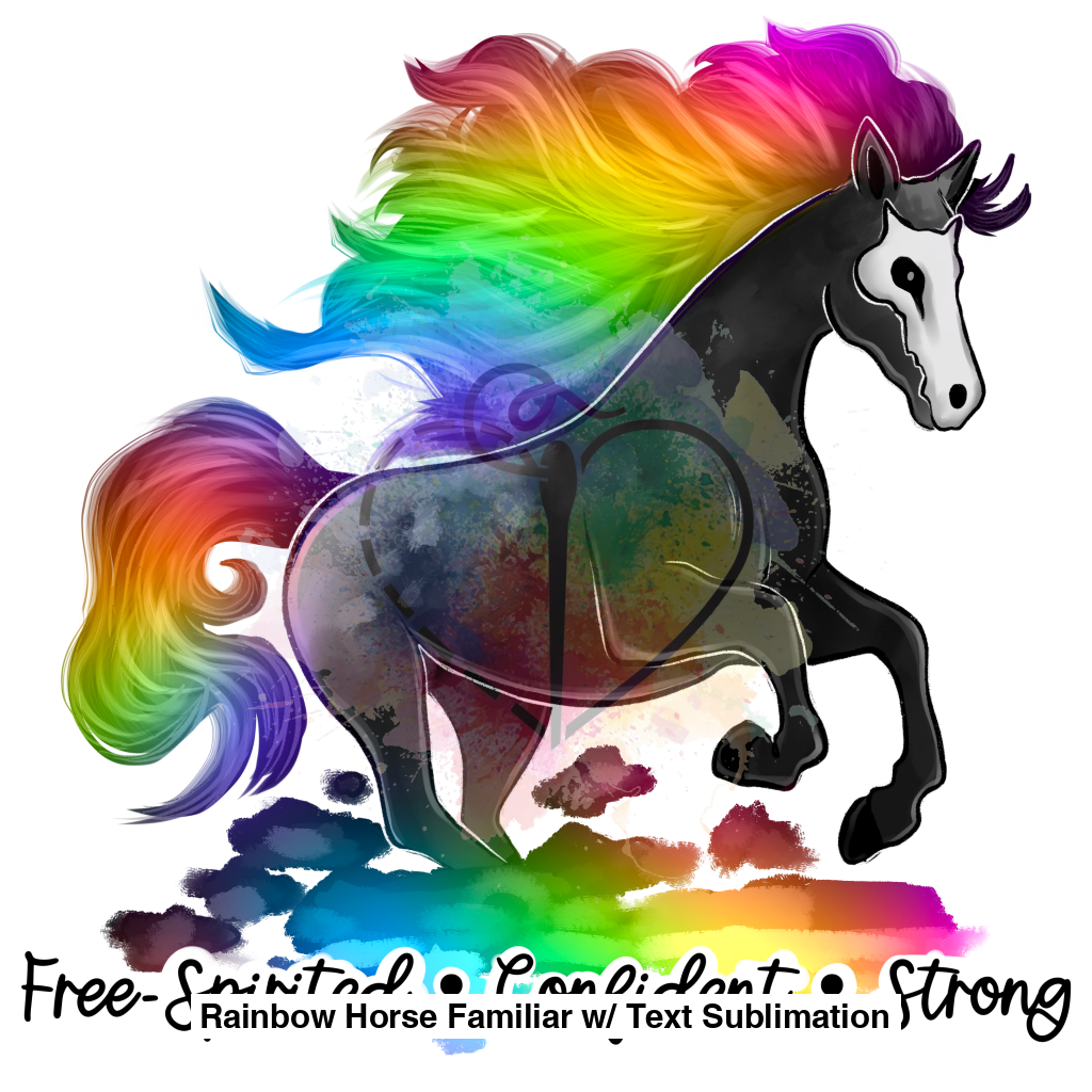 Rainbow Horse Familiar W/ Text Sublimation