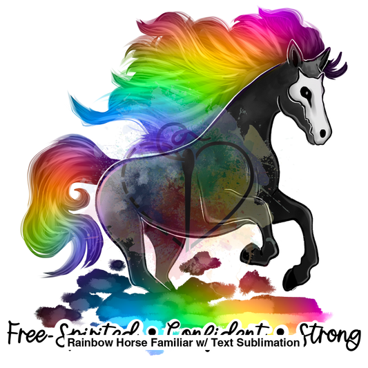 Rainbow Horse Familiar W/ Text Sublimation