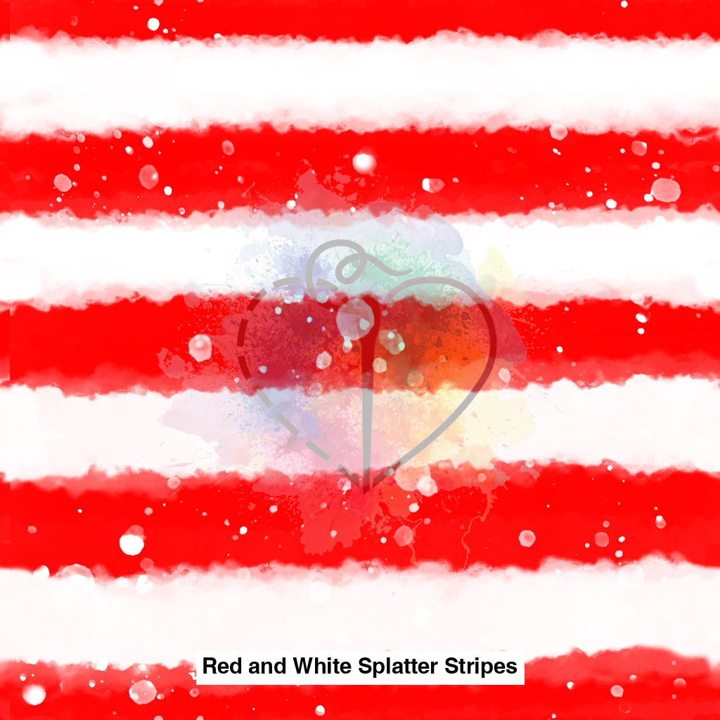 Red And White Splatter Stripes Fabric Fabrics