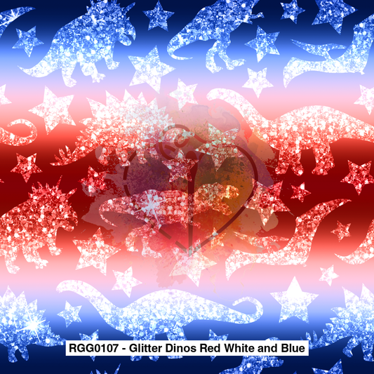 Rgg0107 - Glitter Dinos Red White And Blue