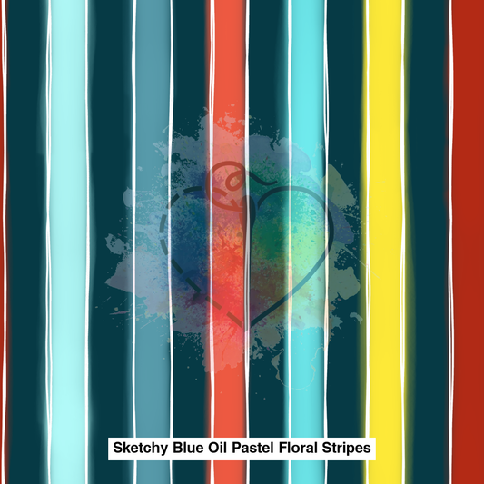 Sketchy Blue Oil Pastel Floral Stripes Lfs Catalog