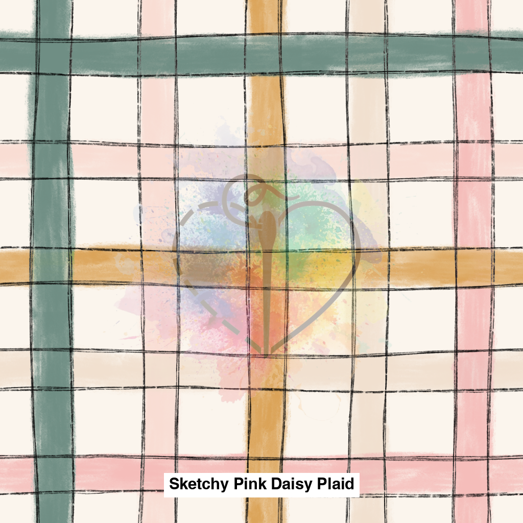 Sketchy Pink Daisy Plaid Lfs Catalog