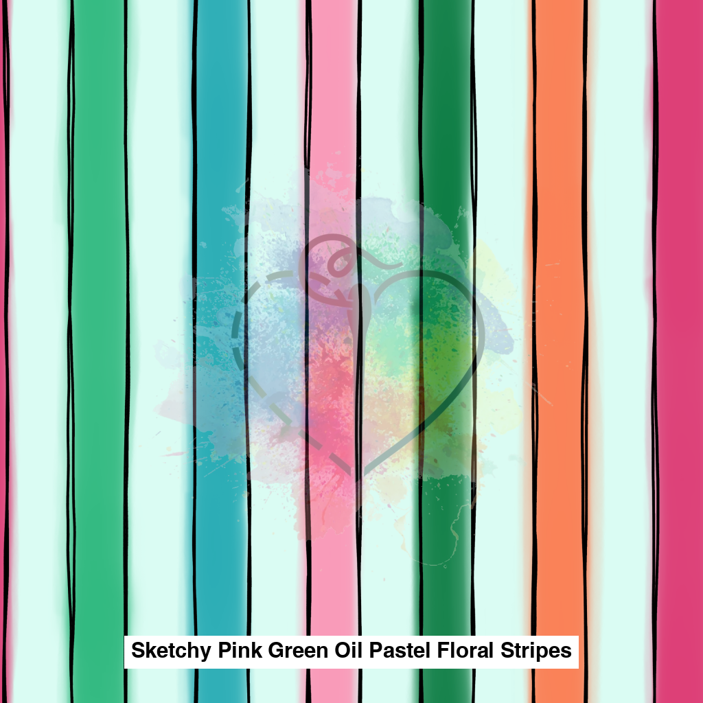 Sketchy Pink Green Oil Pastel Floral Stripes Lfs Catalog