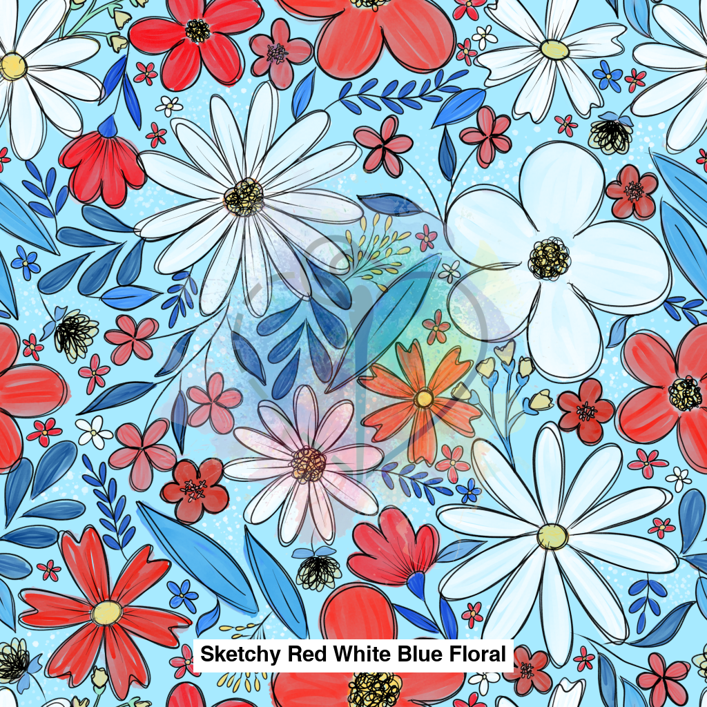 Sketchy Red White Blue Floral Lfs Catalog