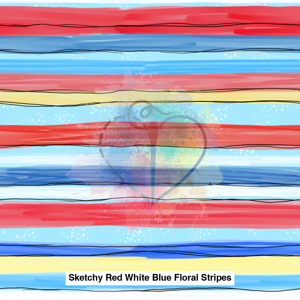 Sketchy Red White Blue Floral Stripes Lfs Catalog