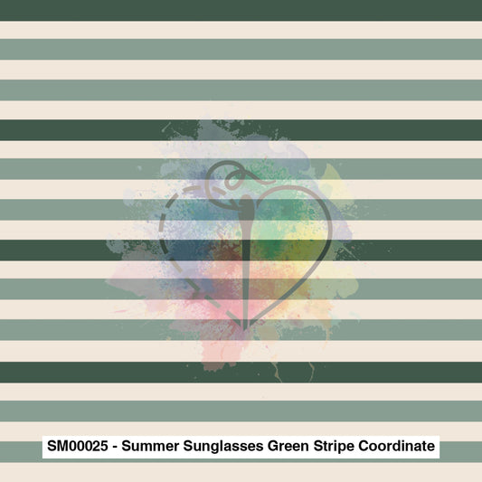 Sm00025 - Summer Sunglasses Green Stripe Coordinate Fabric Fabrics