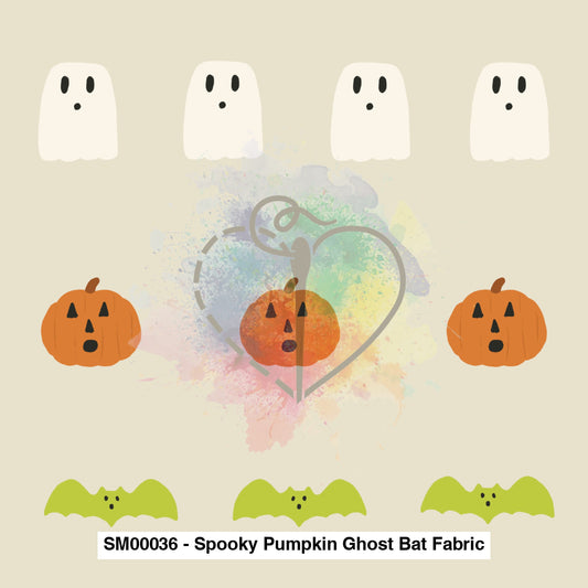 Sm00036 - Spooky Pumpkin Ghost Bat Fabric Fabrics