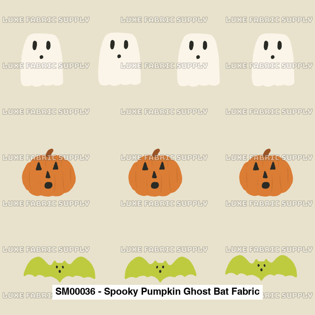 Sm00036 - Spooky Pumpkin Ghost Bat Fabric Fabrics