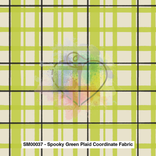 Sm00037 - Spooky Green Plaid Coordinate Fabric Fabrics