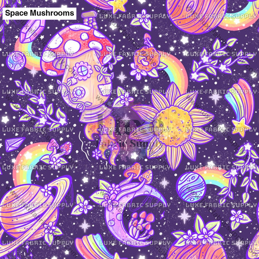 Space Mushrooms Faux Leather