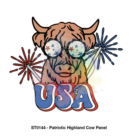 St0144 - Patriotic Highland Cow Panel