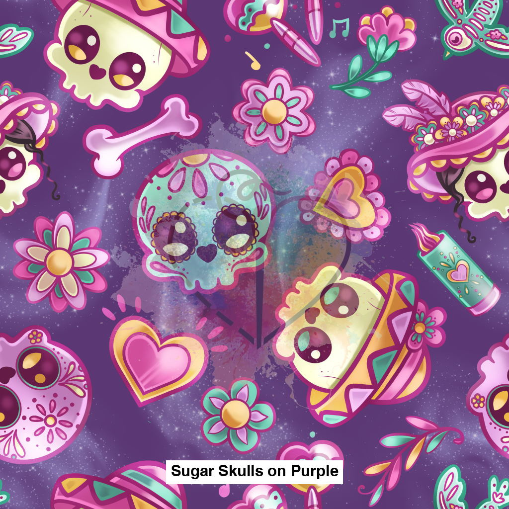 Sugar Skulls On Purple Lfs Catalog