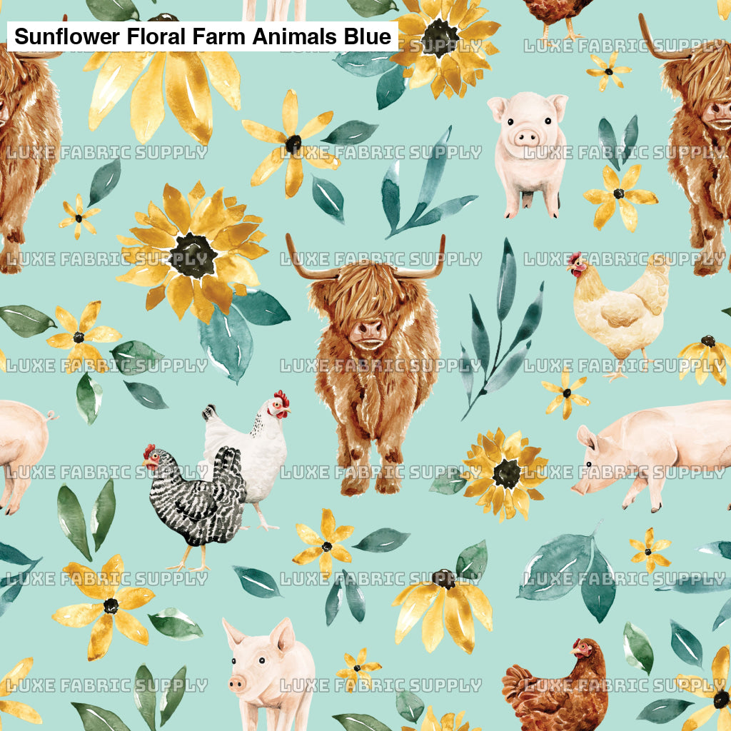 Sunflower Floral Farm Animals Blue Lfs Catalog