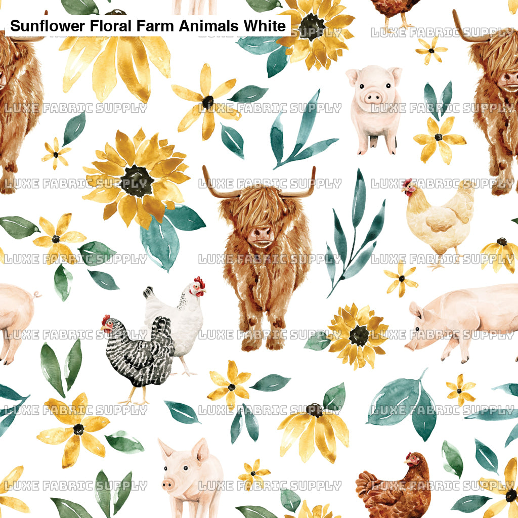 Sunflower Floral Farm Animals White Lfs Catalog