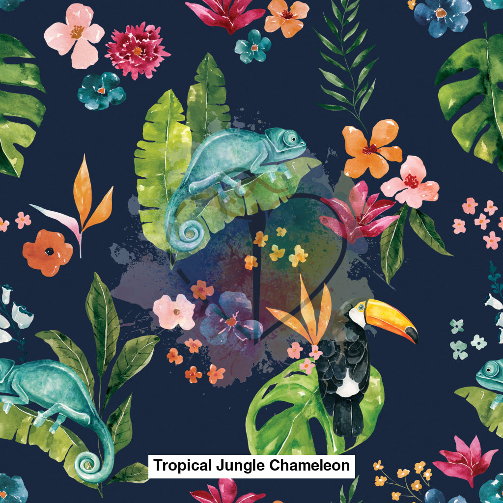 Tropical Jungle Chameleon Floral Navy Blue Lfs Catalog