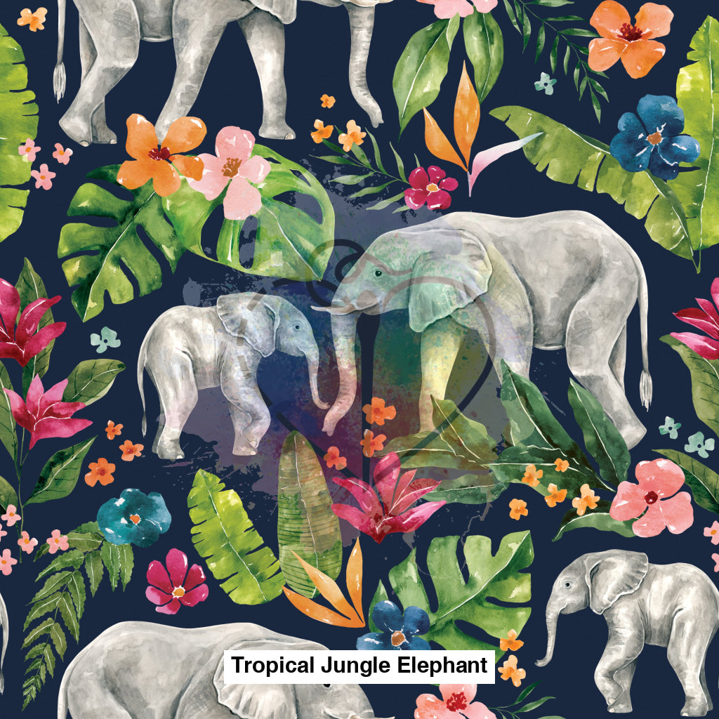 Tropical Jungle Elephant Floral Navy Blue Lfs Catalog